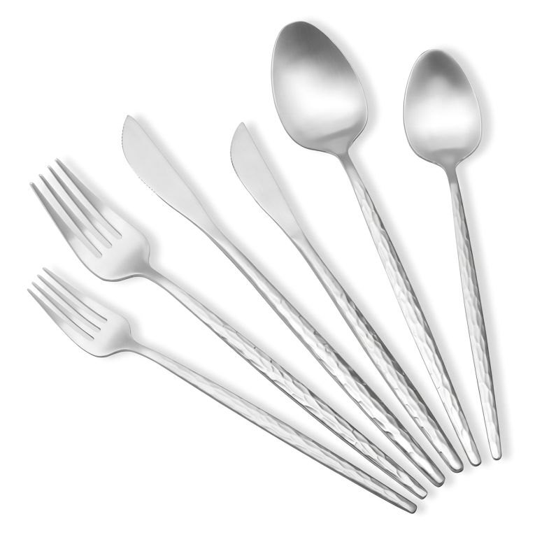 Set Posate Argento Opaco set da 36 Sfumatura Colore Struttura Opaco, Adatto per Lavastoviglie - Nimava