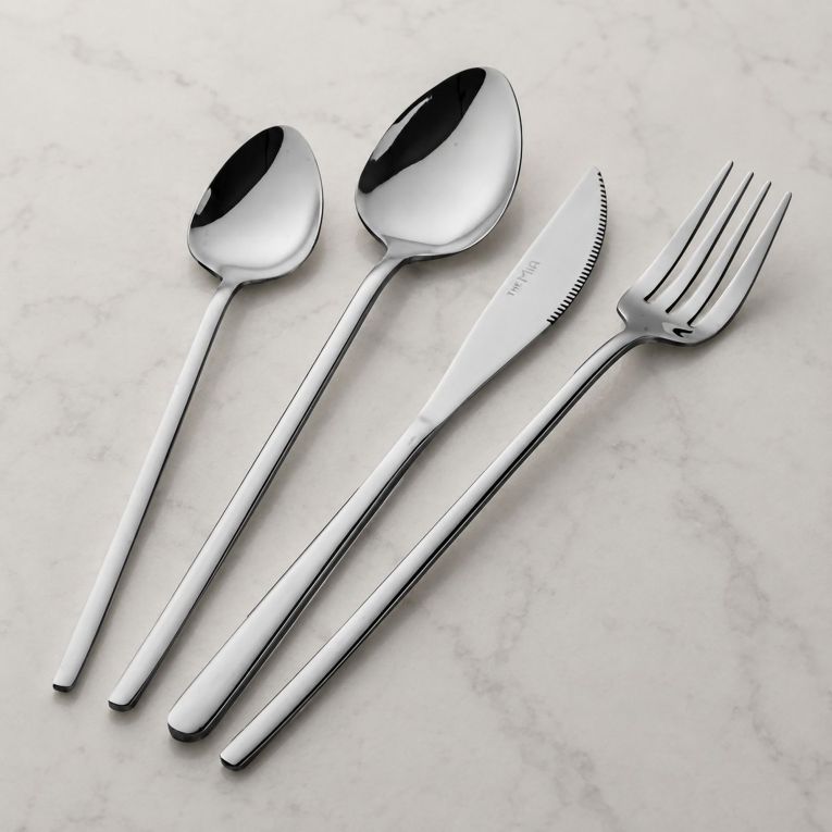 Set Posate Argento set da 24 Adatto per Lavastoviglie, - Nihami