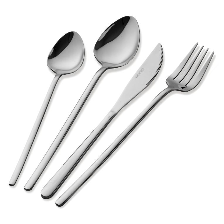 Set Posate Argento set da 24 Adatto per Lavastoviglie, - Nihami