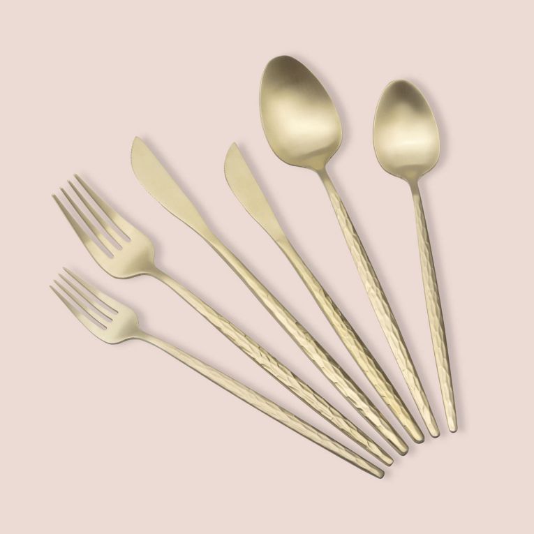Set Posate oro Opaco set da 36 Sfumatura Colore Struttura Opaco, Adatto per Lavastoviglie - Nimizala