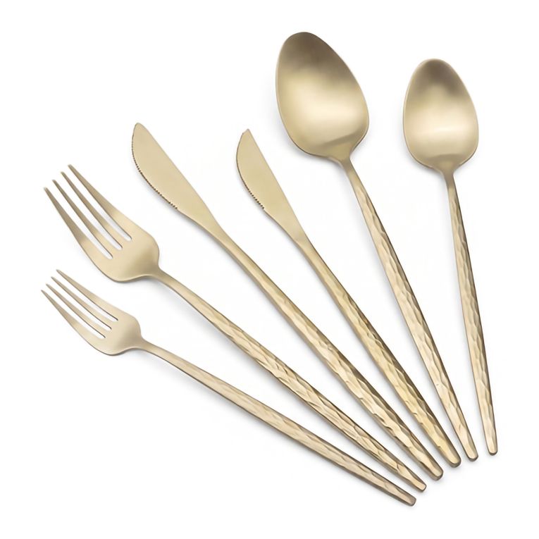 Set Posate oro Opaco set da 36 Sfumatura Colore Struttura Opaco, Adatto per Lavastoviglie - Nimizala