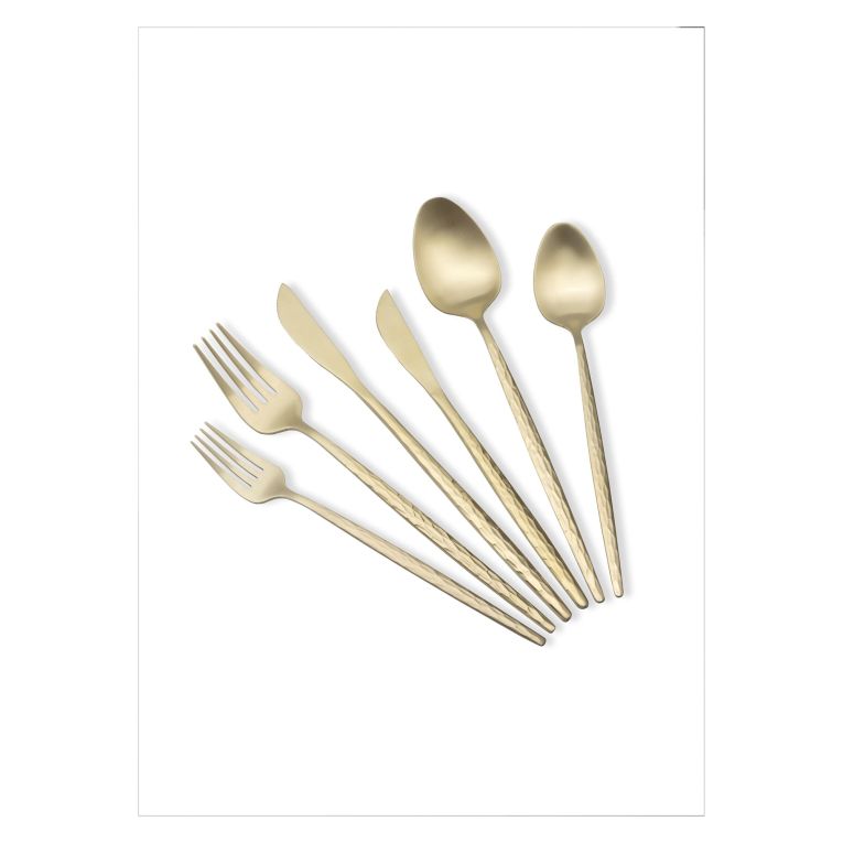 Set Posate oro Opaco set da 36 Sfumatura Colore Struttura Opaco, Adatto per Lavastoviglie - Nimizala