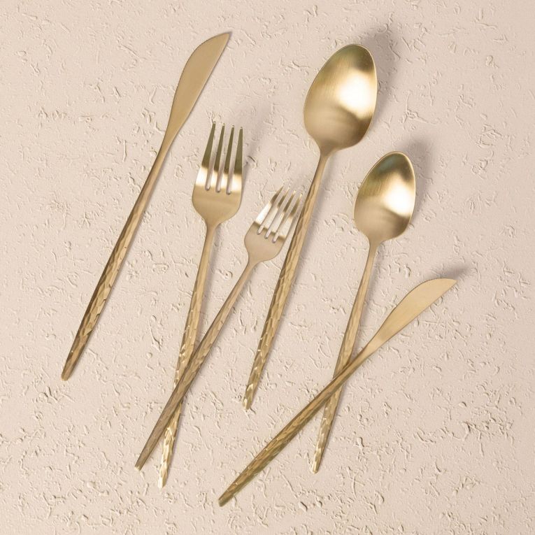 Set Posate oro Opaco set da 36 Sfumatura Colore Struttura Opaco, Adatto per Lavastoviglie - Nimizala