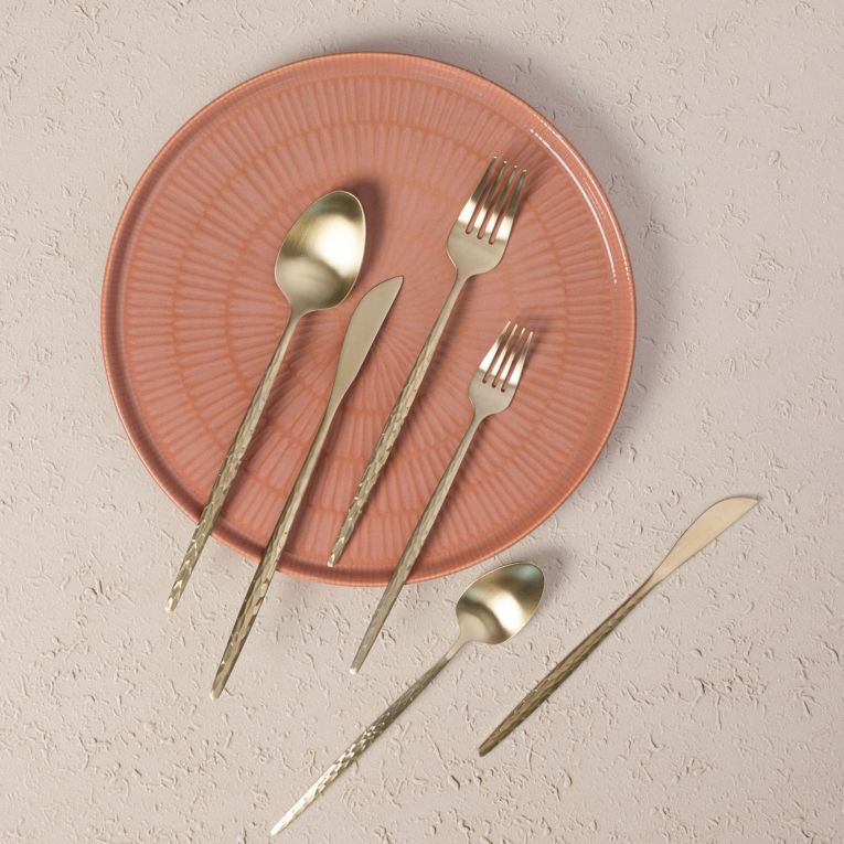 Set Posate oro Opaco set da 36 Sfumatura Colore Struttura Opaco, Adatto per Lavastoviglie - Nimizala