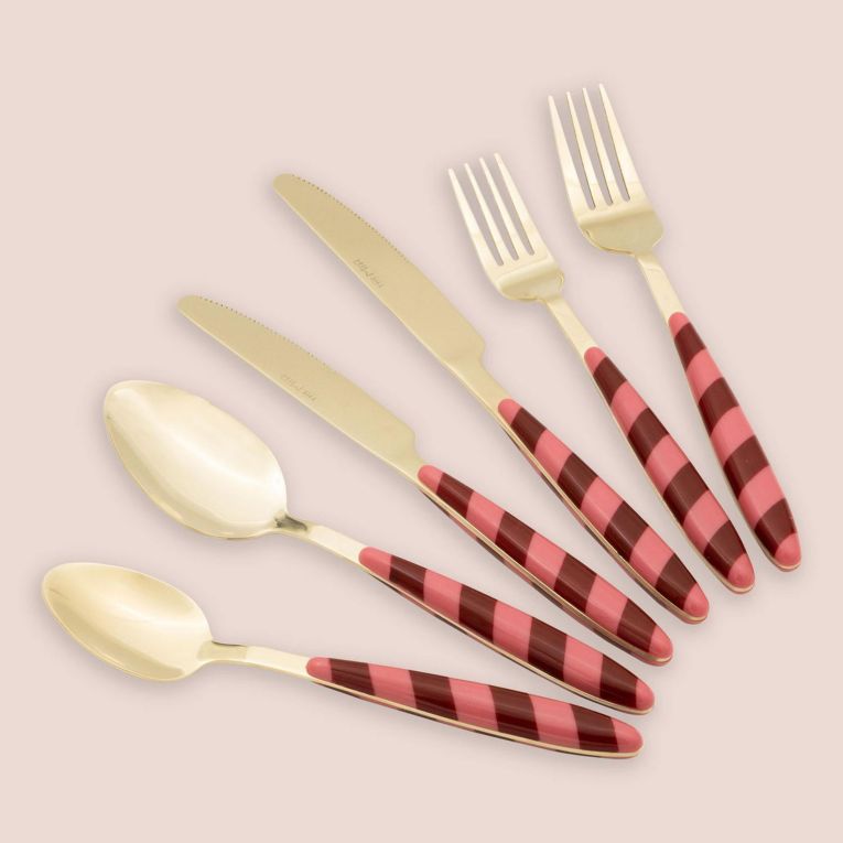 Set Posate oro Rosa set da 36 Colore Struttura Rosa, Adatto per Lavastoviglie - Nimolopa
