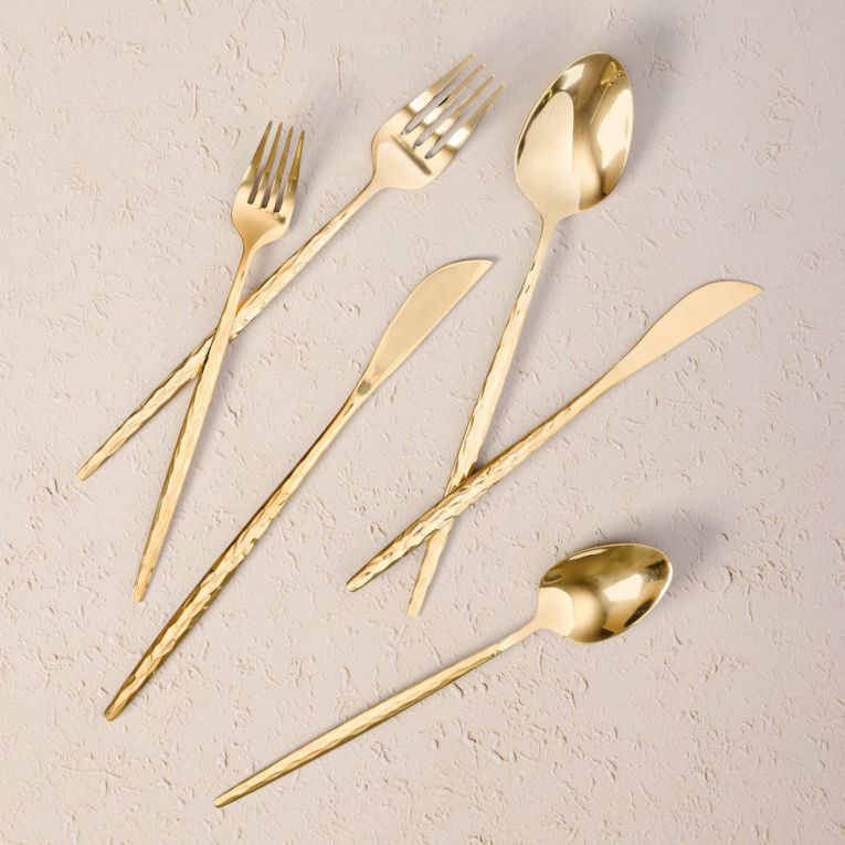 Set Posate oro set da 36 Adatto per Lavastoviglie, - Nimesira