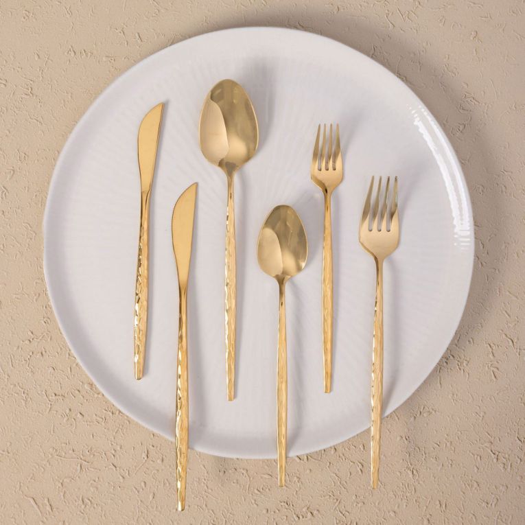 Set Posate oro set da 36 Adatto per Lavastoviglie, - Nimesira
