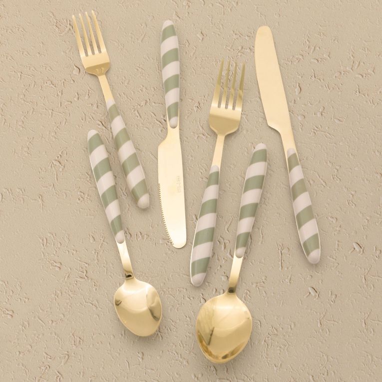 Set Posate oro Verde set da 36 Colore Struttura Verde, Adatto per Lavastoviglie - Nimolopa