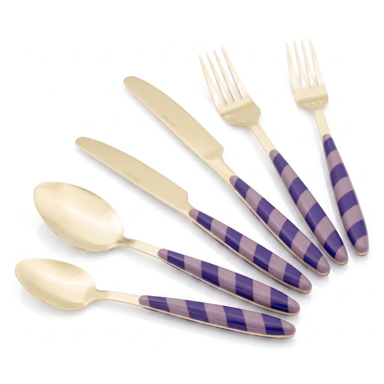 Set Posate oro Viola set da 36 Colore Struttura Viola, Adatto per Lavastoviglie - Nimolopa