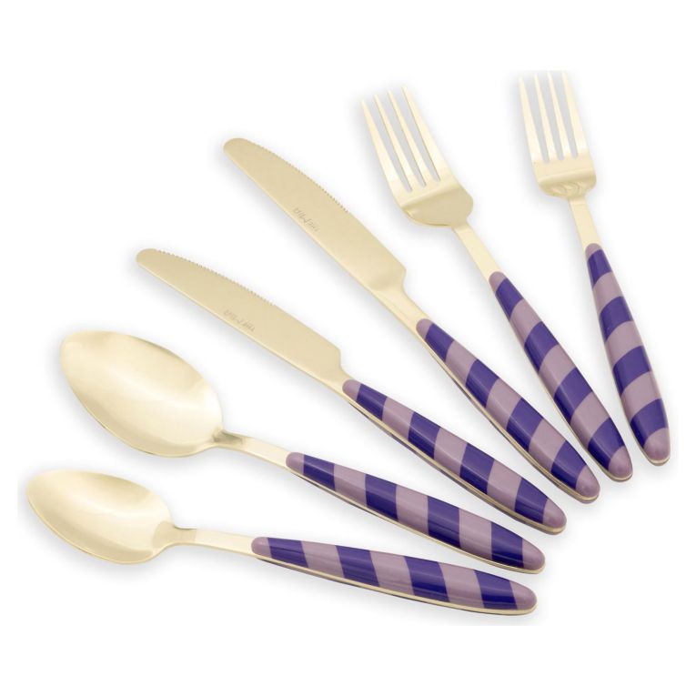 Set Posate oro Viola set da 36 Colore Struttura Viola, Adatto per Lavastoviglie - Nimolopa