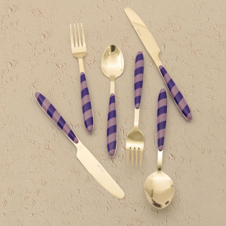 Set Posate oro Viola set da 36 Colore Struttura Viola, Adatto per Lavastoviglie - Nimolopa