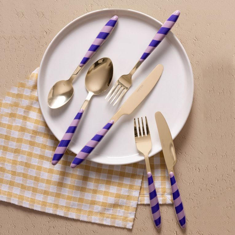 Set Posate oro Viola set da 36 Colore Struttura Viola, Adatto per Lavastoviglie - Nimolopa