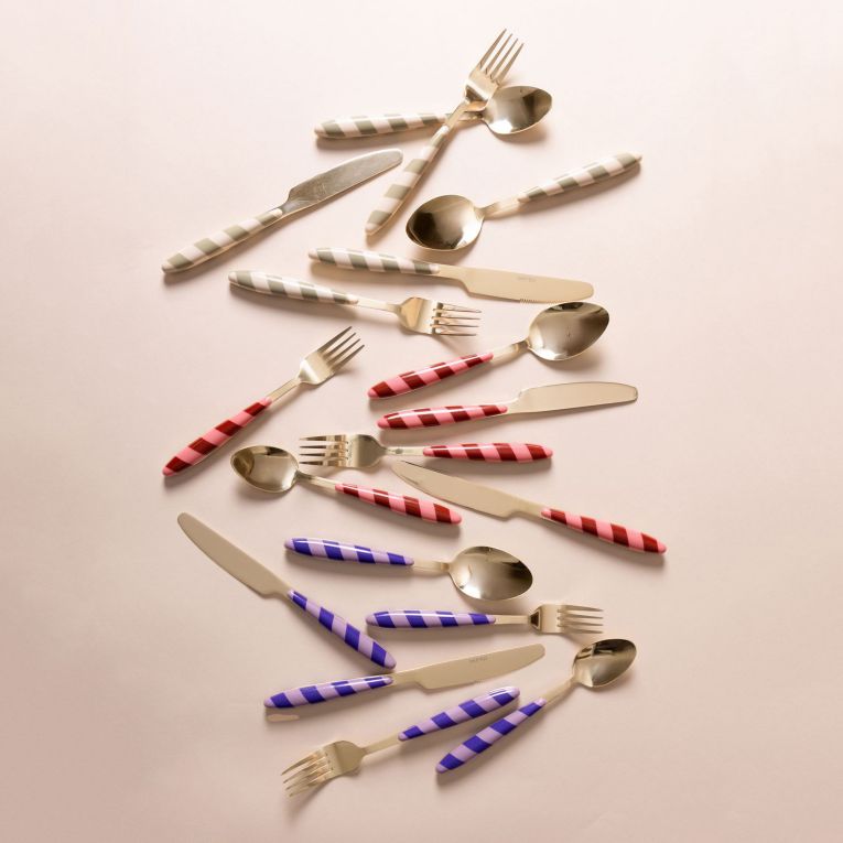 Set Posate oro Viola set da 36 Colore Struttura Viola, Adatto per Lavastoviglie - Nimolopa