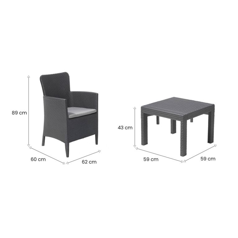 Set salotto balcone 2 poltrone antracite - Brooks