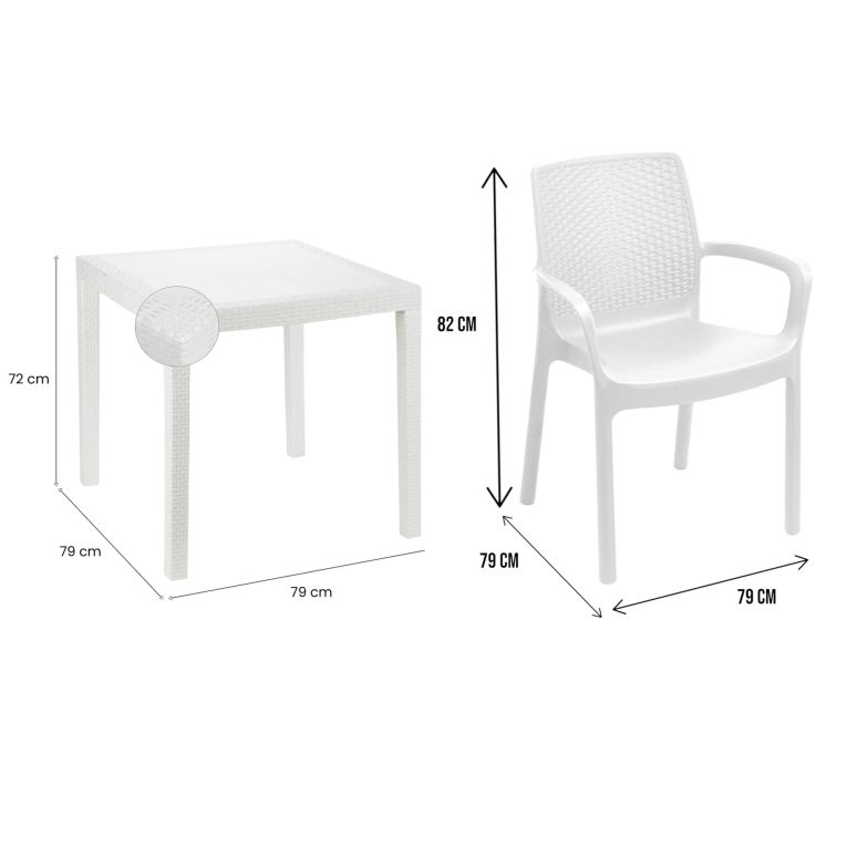 Set Salotto da Esterno Bianco 2 Posti un Tavolino, Impermeabile Idrorepellente Made in Italy - Matali