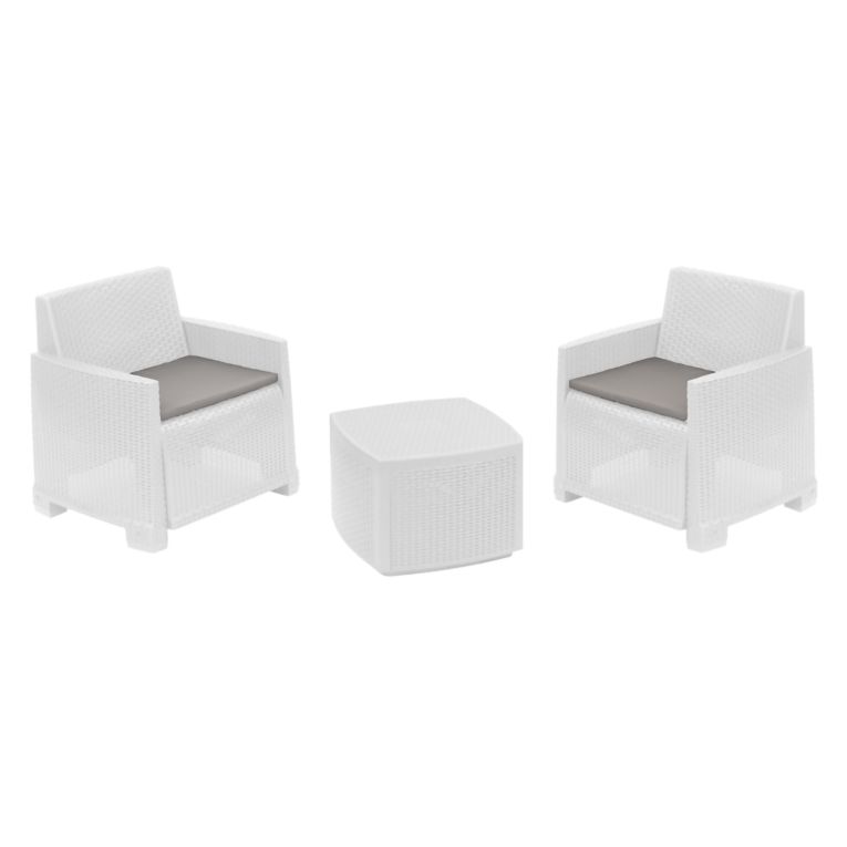 Set Salotto da Esterno Bianco 2 Posti un Tavolino, Made in Italy - Ari
