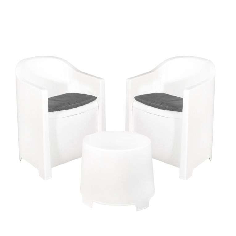 Set Salotto da Esterno Bianco 2 Posti un Tavolino, Made in Italy - Artax