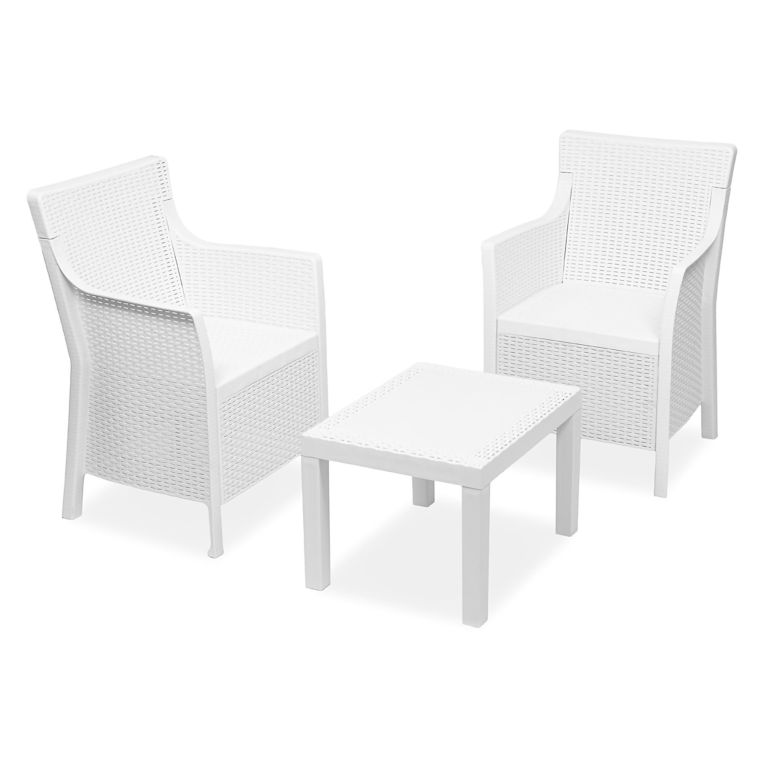 Set Salotto da Esterno Bianco 2 Posti un Tavolino, Made in Italy - Ben