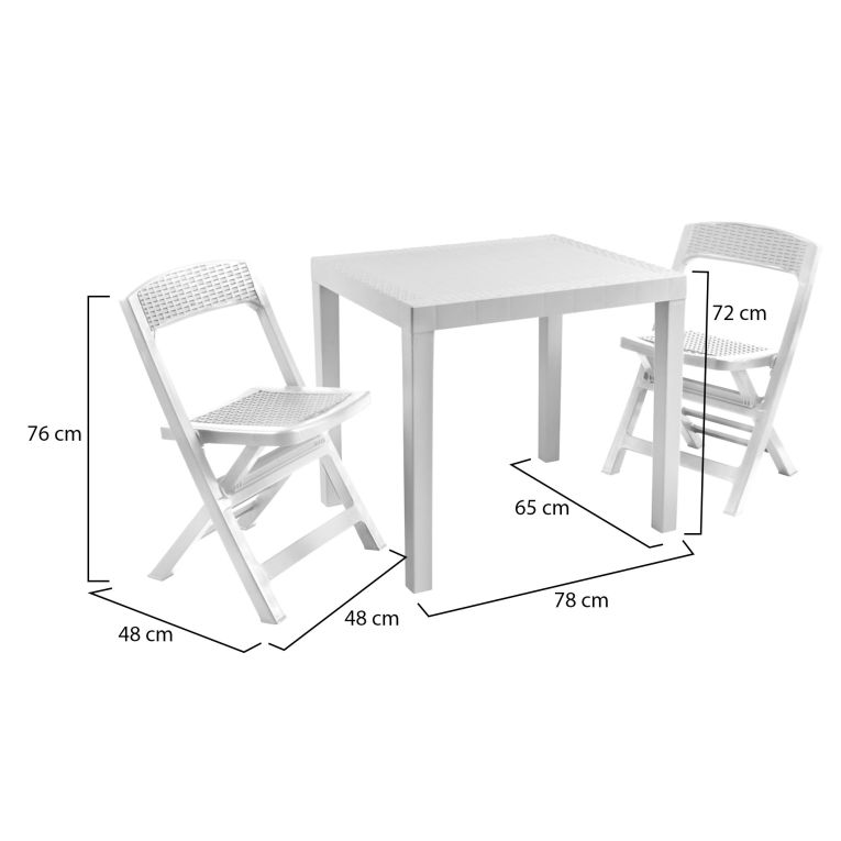 Set Salotto da Esterno Bianco 2 Posti un Tavolino, Made in Italy - Corinth