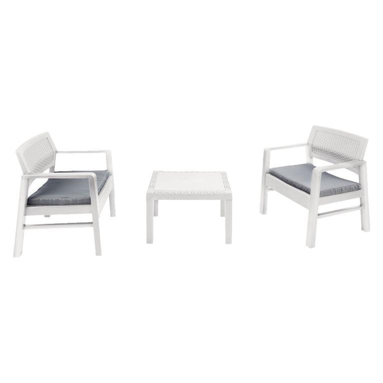 Set Salotto da Esterno Bianco 2 Posti un Tavolino, Made in Italy - Floritan