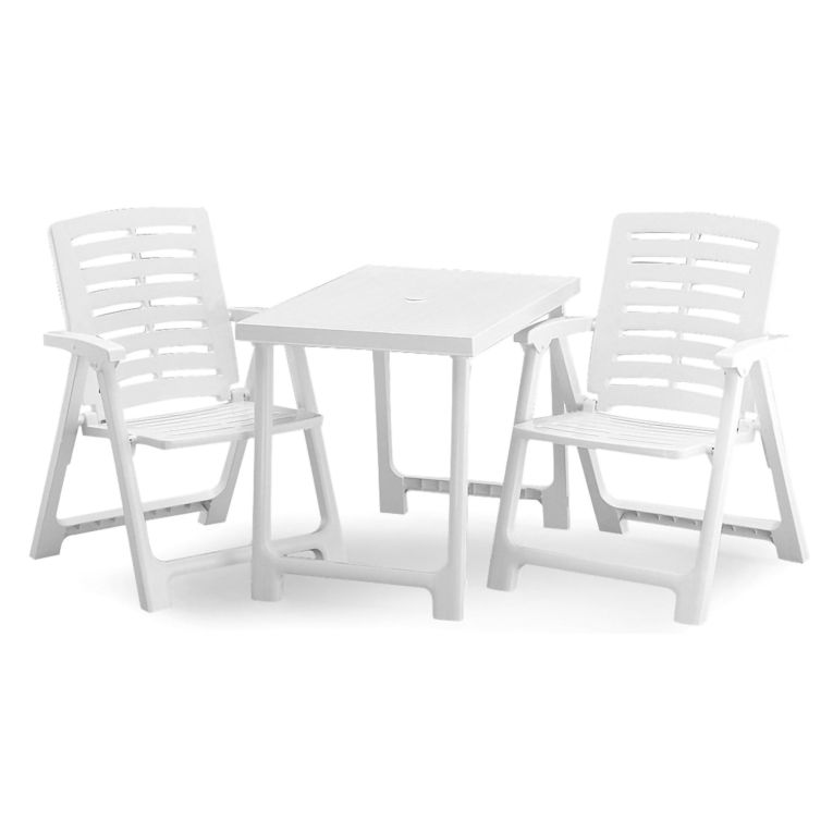 Set Salotto da Esterno Bianco 2 Posti un Tavolino, set da Campeggio Bistrot Made in Italy - Lithia