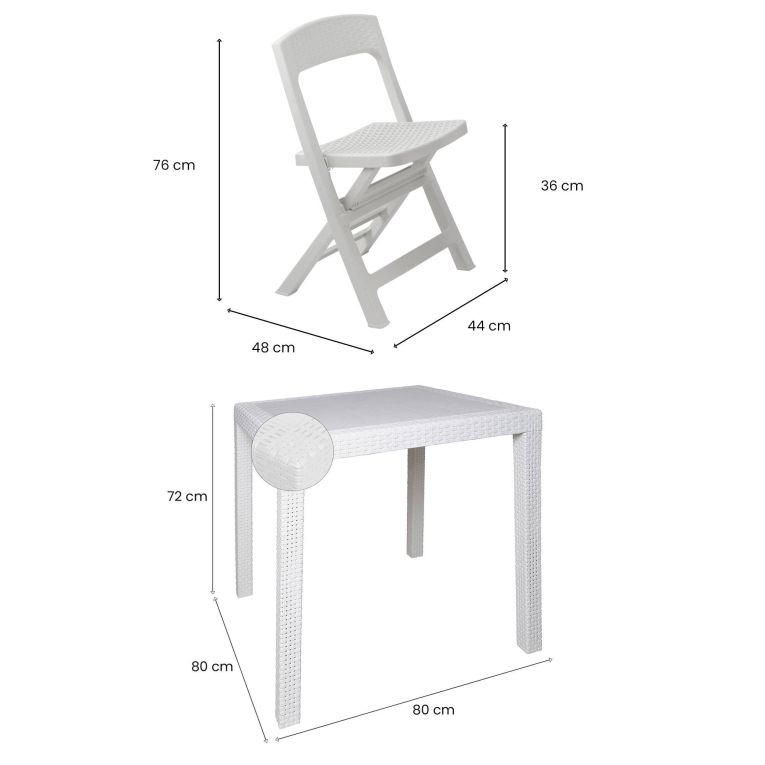 Set Salotto da Esterno Bianco 4 Posti un Tavolino, Impermeabile 100% Riciclabile Made in Italy - Sanzeno