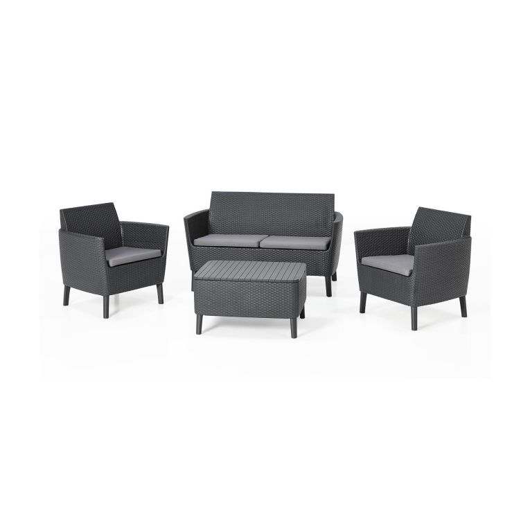 Set salotto da esterno Butera, Salottino outdoor, Set da balcone o giardino, Composizione soggiorno per esterni, 133x67 h76 cm, Antracite
