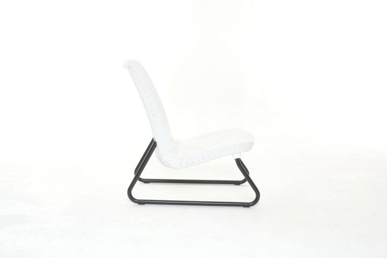 Set salotto da esterno Cambiano, Salottino outdoor, Set da balcone o giardino, Composizione soggiorno per esterni, 78x54 h79 cm, Bianco