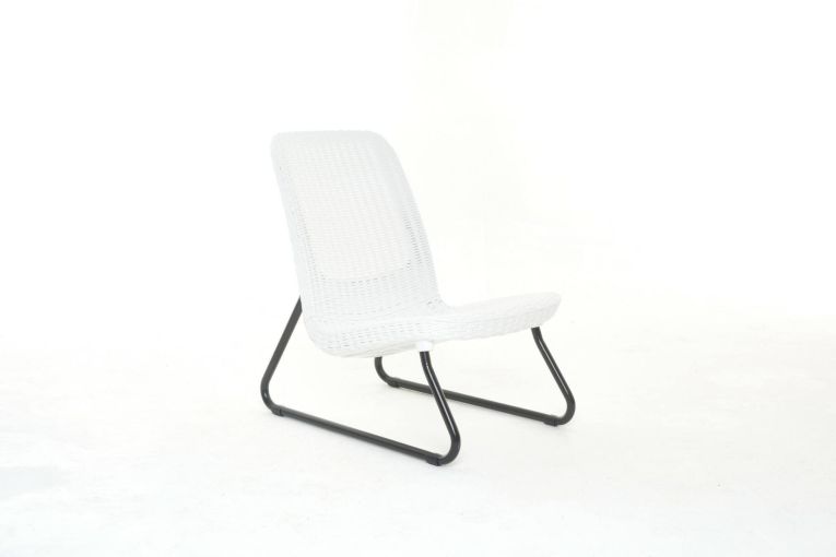 Set salotto da esterno Cambiano, Salottino outdoor, Set da balcone o giardino, Composizione soggiorno per esterni, 78x54 h79 cm, Bianco