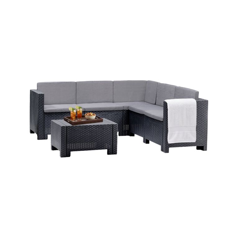 Set salotto da esterno Camerota, Made in Italy, Antracite