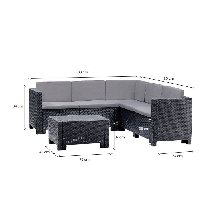 Set salotto da esterno Camerota, Made in Italy, Antracite