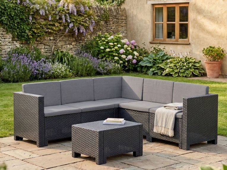 Set salotto da esterno Camerota, Made in Italy, Antracite