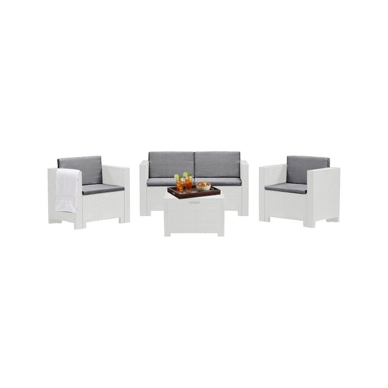 Set salotto da esterno Camisano, Made in Italy, Bianco