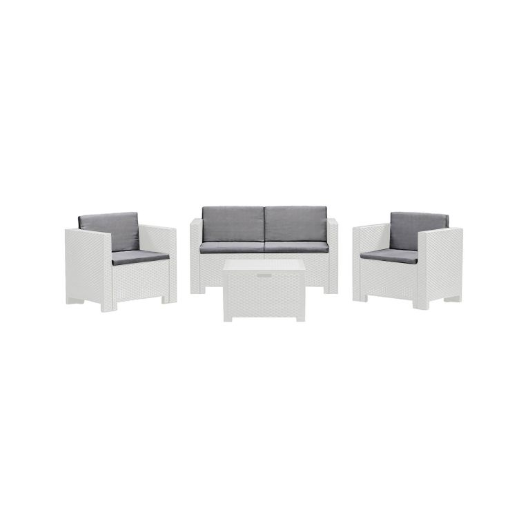 Set salotto da esterno Camisano, Made in Italy, Bianco