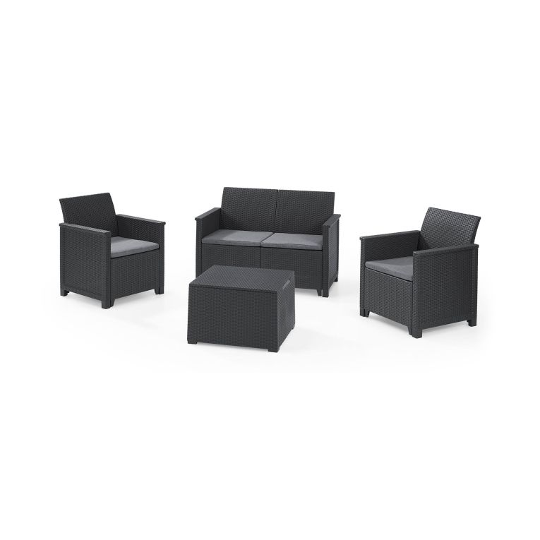 Set salotto da esterno Capalbio, Salottino outdoor da balcone o giardino, Set soggiorno per esterni, Antracite, Sofà 2 posti