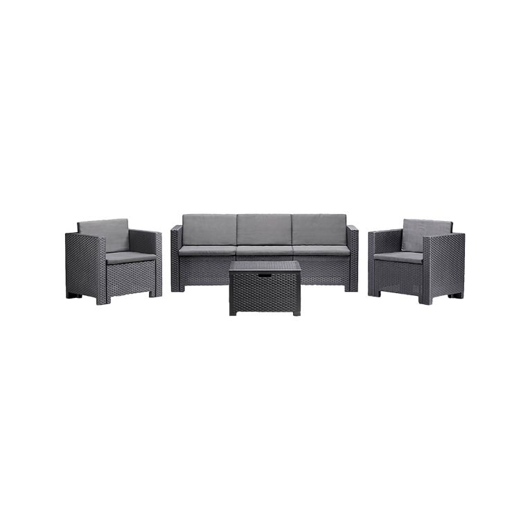 Set salotto da esterno Cerere, Salottino outdoor, Set da balcone o giardino, Composizione soggiorno per esterni, Made in Italy, Antracite
