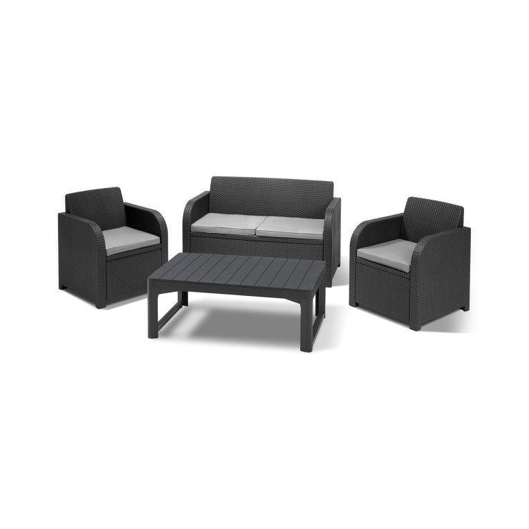 Set salotto da esterno Cortona, Salottino outdoor, Set da balcone o giardino, Composizione soggiorno per esterni, 129x62 h77 cm, Antracite