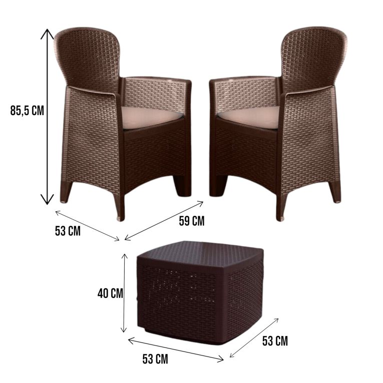Set salotto da esterno Dakain, 100% Made in Italy, Marrone