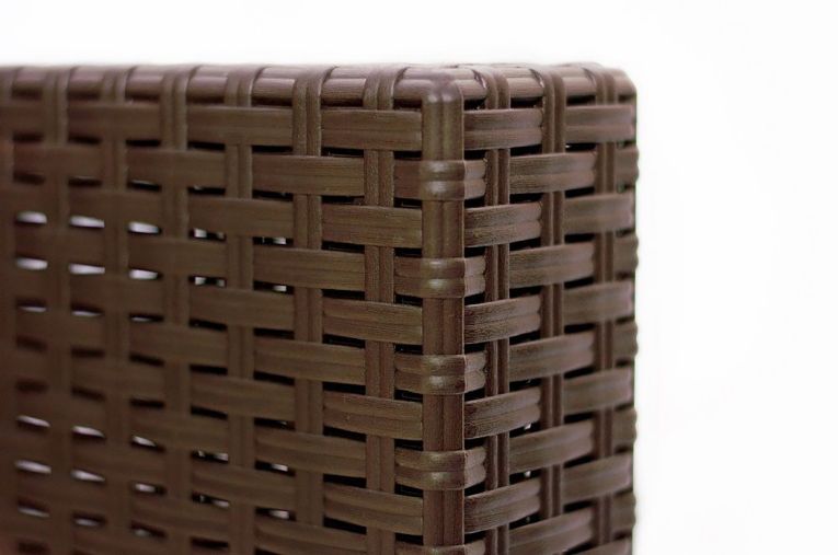 Set salotto da esterno Eris, Set da giardino con cuscini, Salottino indoor e outdoor effetto rattan, 100% Made in Italy, Marrone