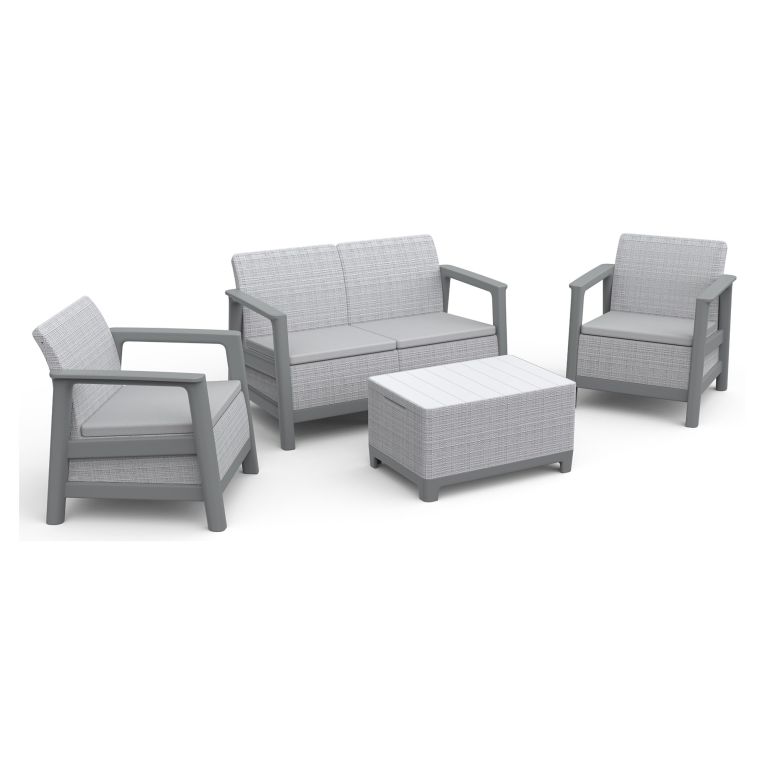 Set Salotto da Esterno Grigio Chiaro 4 Posti un Tavolino, Resistenti ai Raggi uv - Grafton
