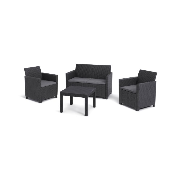 Set salotto da esterno Guarano, Salottino outdoor, Set da balcone o giardino, Composizione soggiorno per esterni, 113x65 h74 cm, Antracite