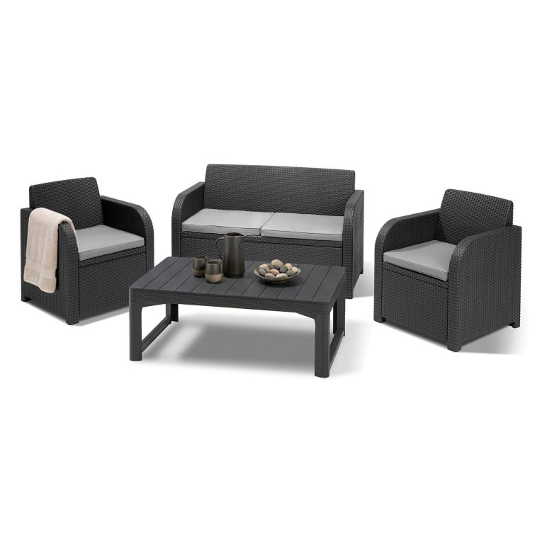 Set salotto da esterno Joliette, 129x62 h77 cm, Antracite