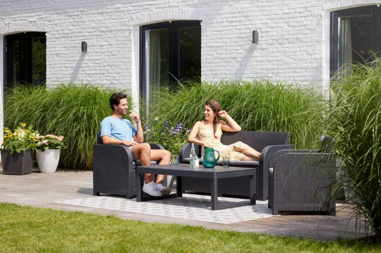 Set salotto da esterno Joliette, 129x62 h77 cm, Antracite