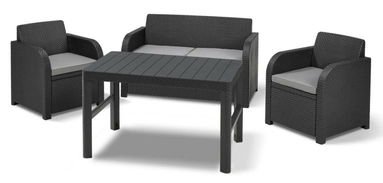 Set salotto da esterno Joliette, 129x62 h77 cm, Antracite