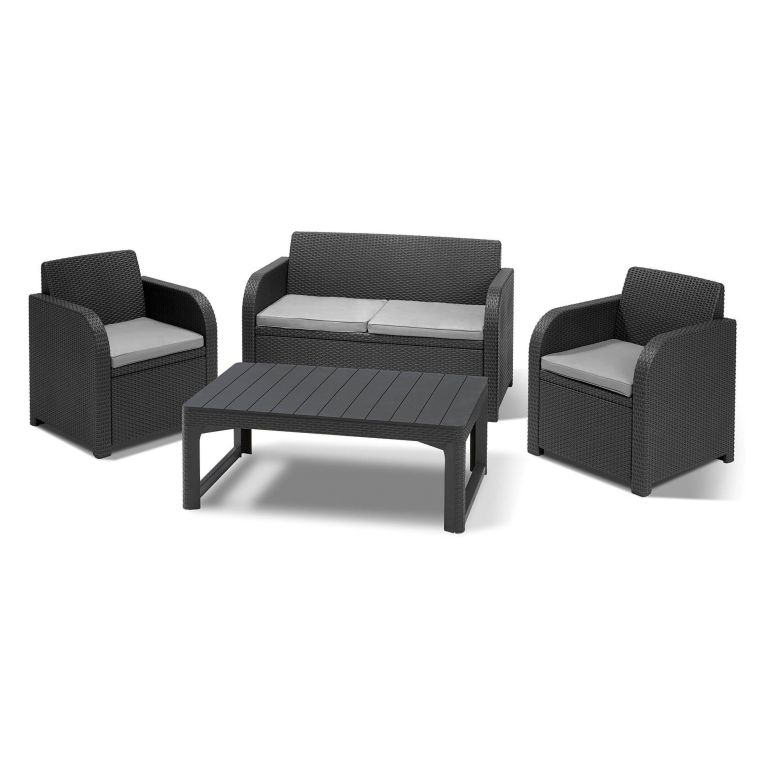 Set salotto da esterno Joliette, 129x62 h77 cm, Antracite