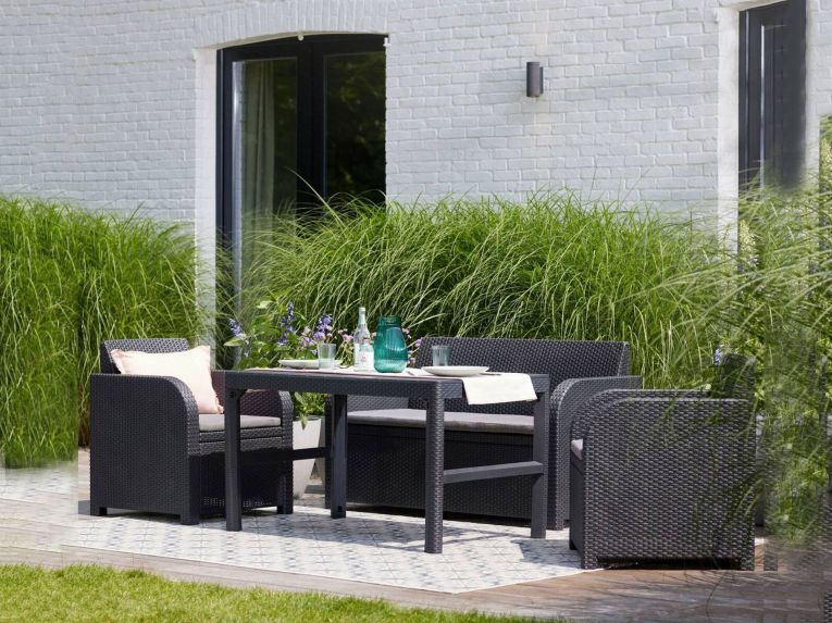 Set salotto da esterno Joliette, 129x62 h77 cm, Antracite