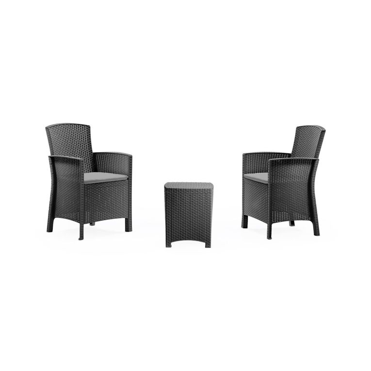 Set salotto da esterno Jupiter, Set da giardino con cuscini, Salottino indoor e outdoor effetto rattan, 100% Made in Italy, Antracite