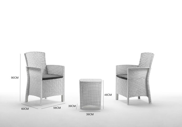 Set salotto da esterno Jupiter, Set da giardino con cuscini, Salottino indoor e outdoor effetto rattan, 100% Made in Italy, Bianco