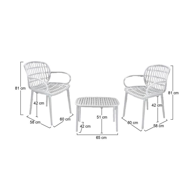 Set salotto da esterno Kupang, Bianco
