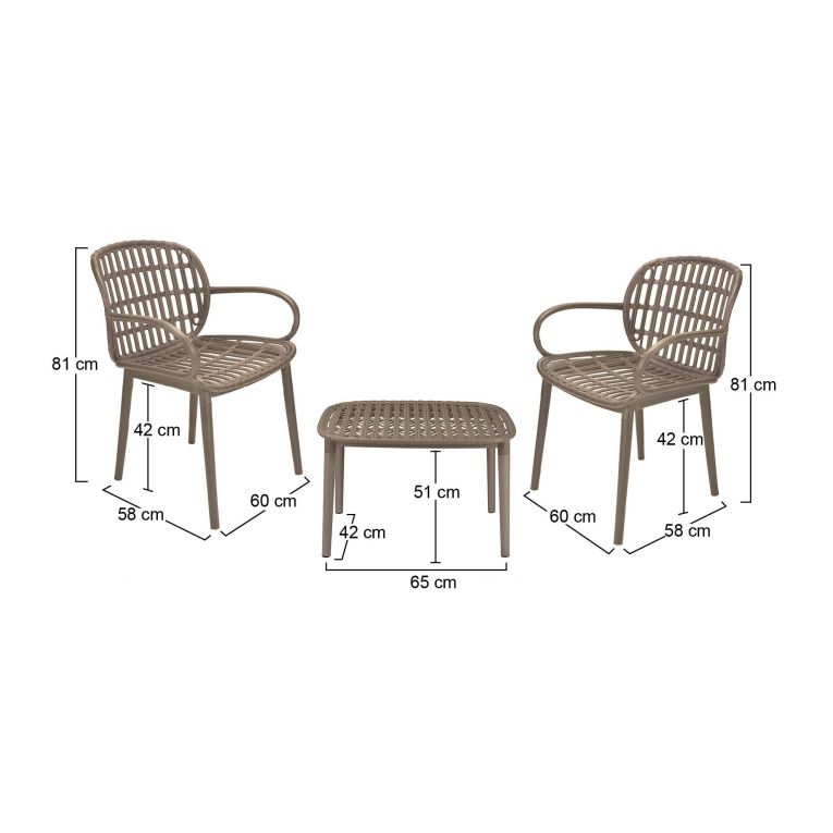 Set salotto da esterno Kupang, Tortora